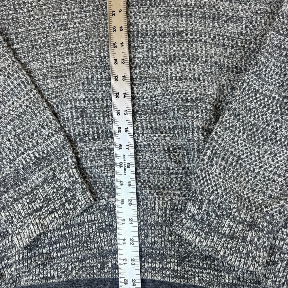 Banana Republic Sweater Mens Large White Gray Marled Cotton Mock Neck Pullover
